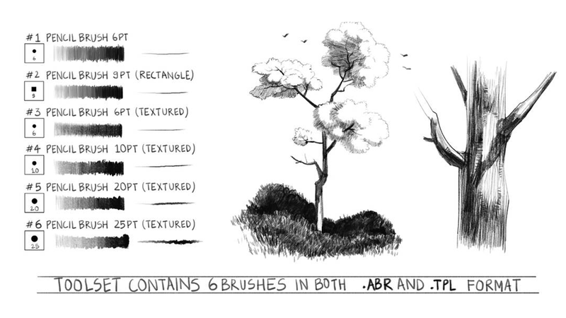 Pencil Brush Toolset for Photoshop